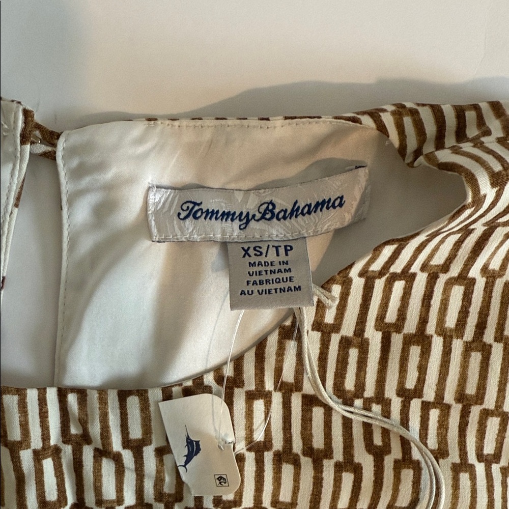Tommy Bahama Brown and Cream Patterned Dress - Picture 3 of 3